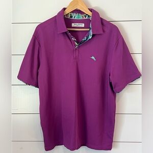 Tommy Bahama Men's Purple Polo Shirt - IslandZone Large